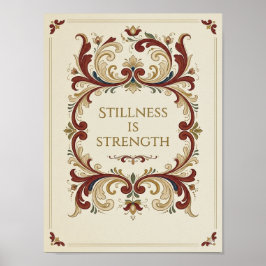 Noordse Rosemaling Poster, “Stilte is Kracht” Poster