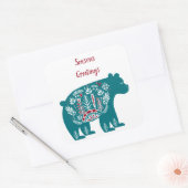 Noordse Scandinavisch blauw en rood Beer Vierkante Sticker (Envelop)