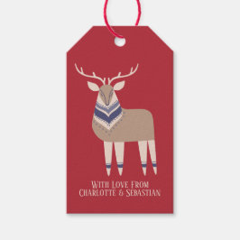 Noordse Scandinavisch Woodland - Kerstmis Cadeaulabel