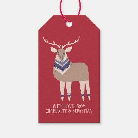 Noordse Scandinavisch Woodland - Kerstmis Cadeaulabel (Voorkant)