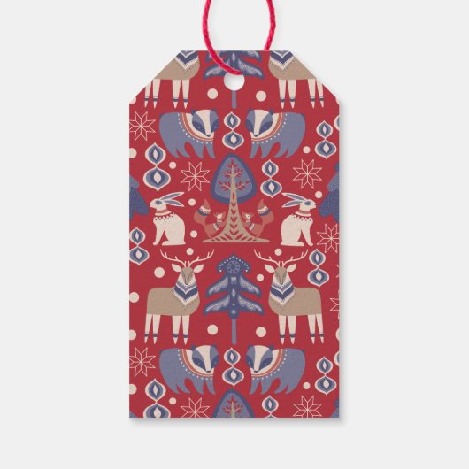 Noordse Scandinavisch Woodland - Kerstmis Cadeaulabel (Achterkant)