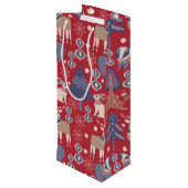 Noordse Scandinavisch Woodland - Kerstmis Wijn Cadeautas (Achterkant Gekanteld)