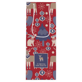 Noordse Scandinavisch Woodland - Kerstmis Wijn Cadeautas