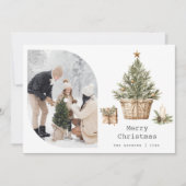 Noordse Scandinavische Boho Kerstboom Foto Feestdagenkaart (Voorkant)