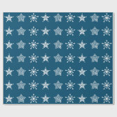 Noordse Scandinavische folklore witte blauwe sterr Cadeaupapier (Vlak)