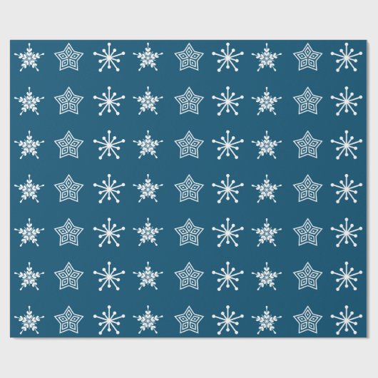 Noordse Scandinavische folklore witte blauwe sterr Cadeaupapier (Vlak)