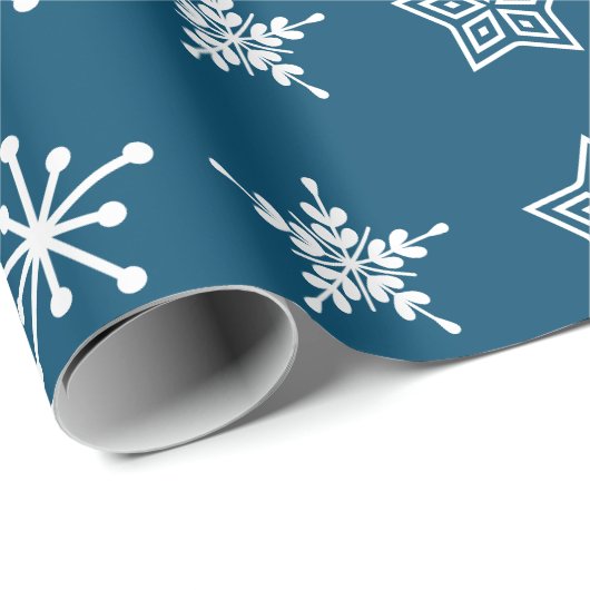 Noordse Scandinavische folklore witte blauwe sterr Cadeaupapier (Rol Hoek)