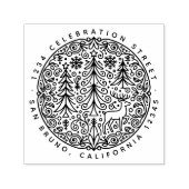 Noordse Scandinavische kerstbomen en rendieradres Zelfinktende Stempel (Design)