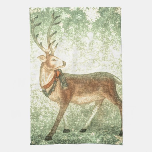 Noordse Scandinavische kerstrendieren Theedoek (Verticaal)