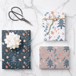 Noordse Scandinavische Patroon Kerstboom Inpakpapier Vel