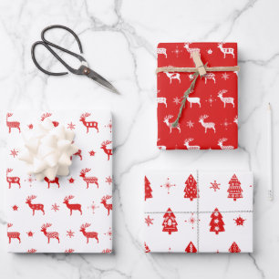 Noordse Scandinavische rendieren Kerstmis Inpakpapier Vel