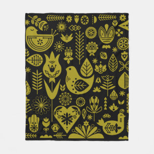 Noordse Scandinavische volkskunst Fleece Deken