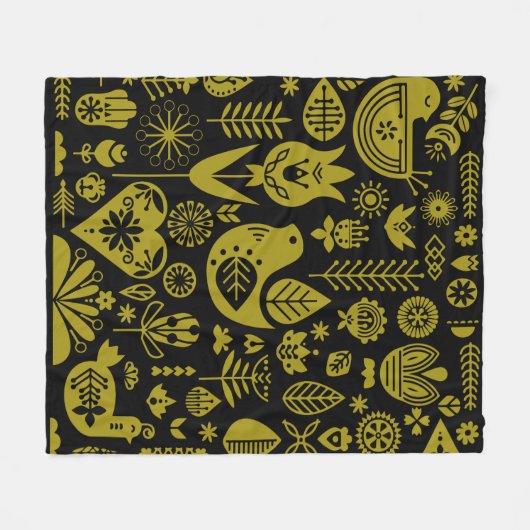 Noordse Scandinavische volkskunst Fleece Deken (Voorkant (Horizontaal))