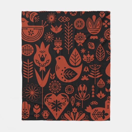 Noordse Scandinavische volkskunst Fleece Deken (Voorkant)