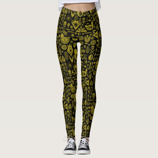Noordse Scandinavische volkskunst Leggings (Voorkant)