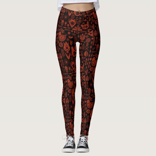 Noordse Scandinavische volkskunst Leggings (Voorkant)