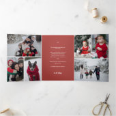 Noordse skiloges schaatsen Kerst Familie Foto Drieluik Uitnodiging (Binnen)