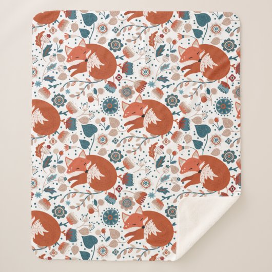 Noordse slaapvosspatroon sherpa deken (Voorkant)