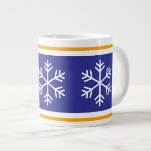 Noordse sneeuwvlokken diepblauw oranje witte strep grote koffiekop