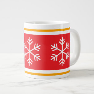 Noordse sneeuwvlokken helder rood oranje witte str grote koffiekop