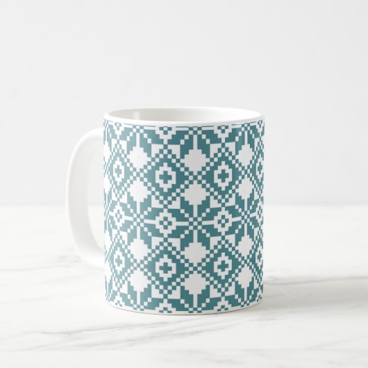 Noordse Snowflake Pattern Monogram Kerstmis Koffiemok (Voorkant links)