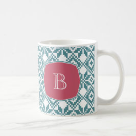 Noordse Snowflake Pattern Monogram Kerstmis Koffiemok