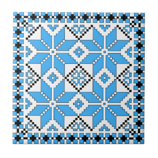 Noordse Star Tile (blauw en zwart) Tegeltje