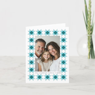Noordse ster frame blauw aqua feestdagen kaart