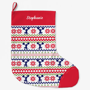 Noordse stijl cheerleader patroon Kerstmis Grote Kerstsok
