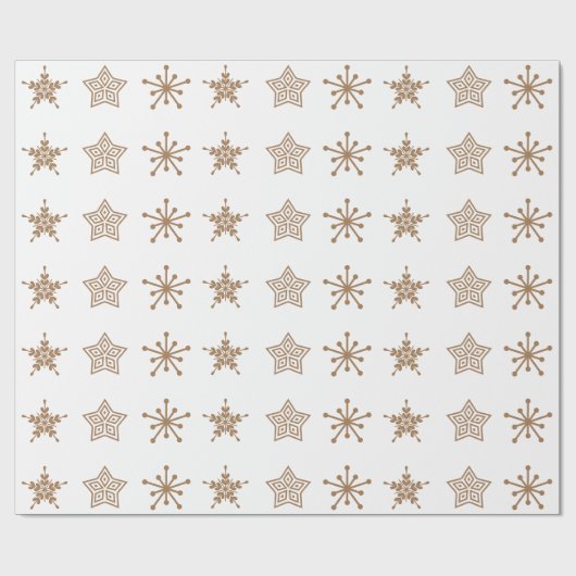 Noordse stijl folklore sterren in lichtbruin cadeaupapier (Vlak)