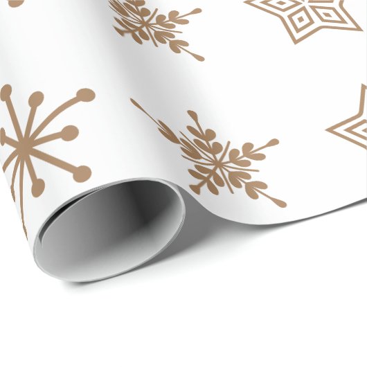 Noordse stijl folklore sterren in lichtbruin cadeaupapier (Rol Hoek)