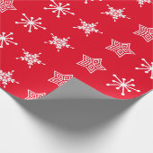 Noordse stijl folkore witte en rode kerststerren cadeaupapier (Hoek)