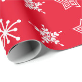 Noordse stijl folkore witte en rode kerststerren cadeaupapier (Rol Hoek)