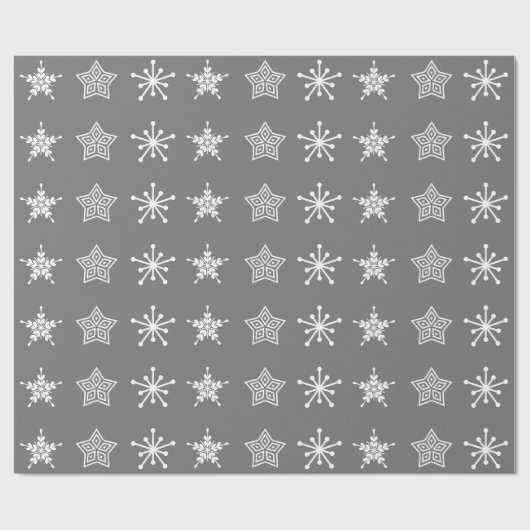 Noordse stijl witte en grijze sterren cadeaupapier (Vlak)