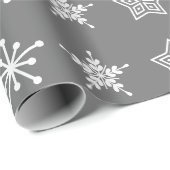 Noordse stijl witte en grijze sterren cadeaupapier (Rol Hoek)