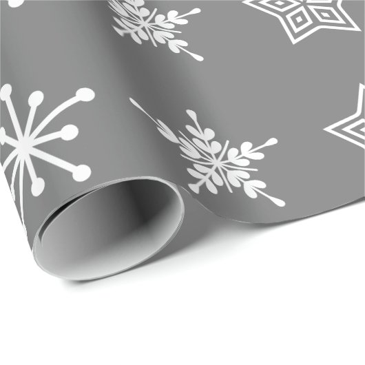 Noordse stijl witte en grijze sterren cadeaupapier (Rol Hoek)