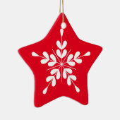 Noordse stijl witte en rode sneeuwvlok keramisch ornament (Rechts)