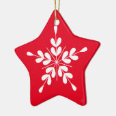 Noordse stijl witte en rode sneeuwvlok keramisch ornament (Links)