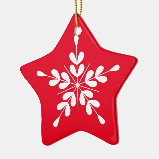 Noordse stijl witte en rode sneeuwvlok keramisch ornament (Links)