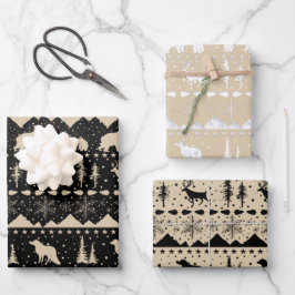 Noordse Sweater Beige Black White Winter Animals Inpakpapier Vel