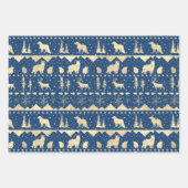 Noordse Sweater Beige Navy & Gold Winter Animals Inpakpapier Vel (Voorkant 3)