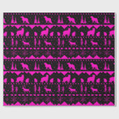 Noordse Sweater Black & Roze Fuchsia Winter Animal Cadeaupapier (Vlak)