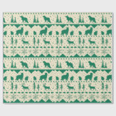 Noordse Sweater Green Winter Animals Creamy Beige Cadeaupapier (Vlak)