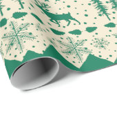 Noordse Sweater Green Winter Animals Creamy Beige Cadeaupapier (Rol Hoek)