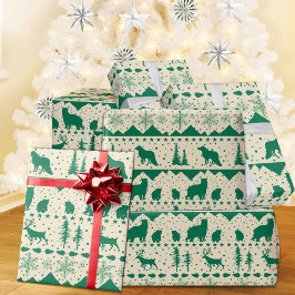 Noordse Sweater Green Winter Animals Creamy Beige Cadeaupapier