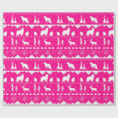 Noordse Sweater Hot Pink & White Winter Animals Cadeaupapier (Vlak)
