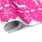 Noordse Sweater Hot Pink & White Winter Animals Cadeaupapier (Rol Hoek)