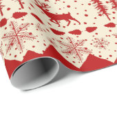 Noordse Sweater Red Winter Animals Creamy Beige Cadeaupapier (Rol Hoek)