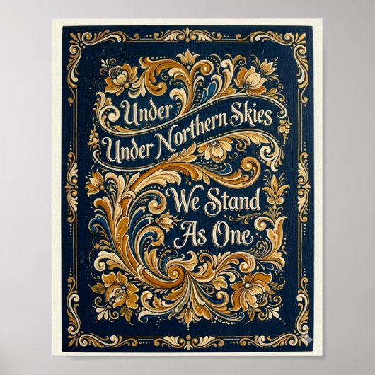 Noordse Telemark Rosemaling Kunstposter Poster (Voorkant)