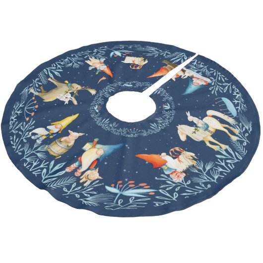 Noordse tomte-gnomen en -dieren kerstboom rok (Gekanteld)